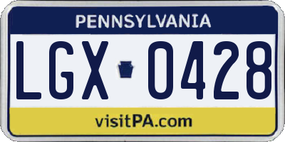 PA license plate LGX0428