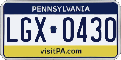 PA license plate LGX0430
