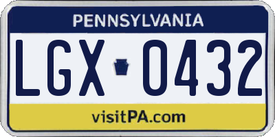 PA license plate LGX0432
