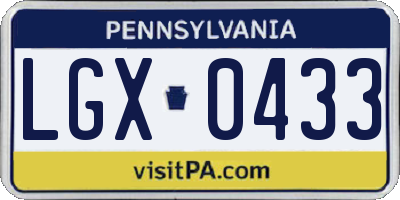 PA license plate LGX0433