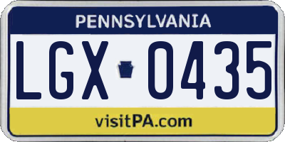 PA license plate LGX0435