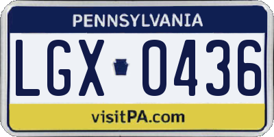 PA license plate LGX0436