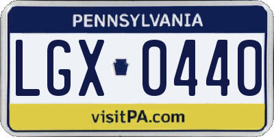 PA license plate LGX0440
