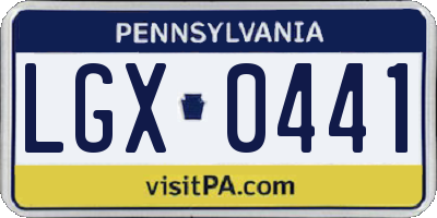 PA license plate LGX0441
