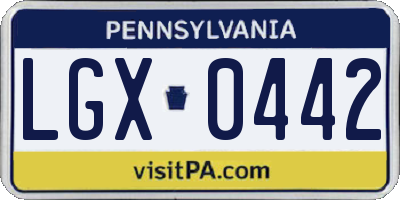 PA license plate LGX0442