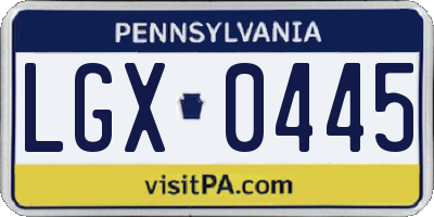 PA license plate LGX0445