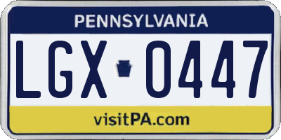 PA license plate LGX0447