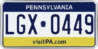 PA license plate LGX0449