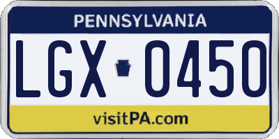 PA license plate LGX0450