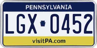 PA license plate LGX0452