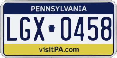 PA license plate LGX0458