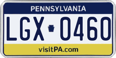 PA license plate LGX0460