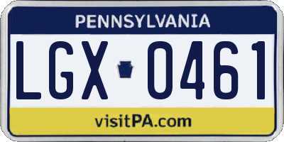 PA license plate LGX0461
