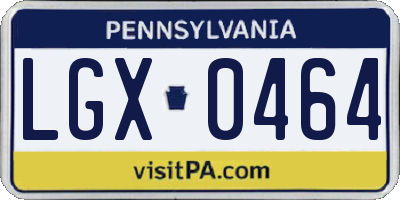 PA license plate LGX0464