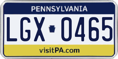 PA license plate LGX0465