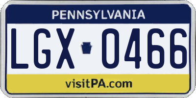 PA license plate LGX0466