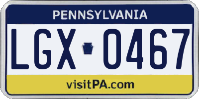 PA license plate LGX0467