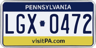 PA license plate LGX0472
