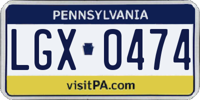 PA license plate LGX0474
