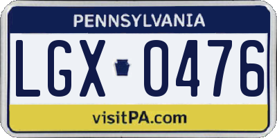 PA license plate LGX0476