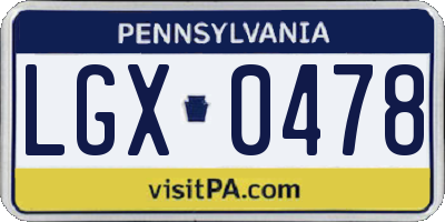 PA license plate LGX0478