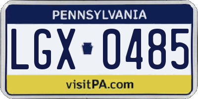 PA license plate LGX0485