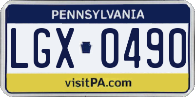 PA license plate LGX0490