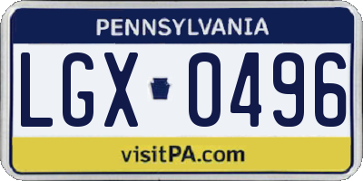 PA license plate LGX0496
