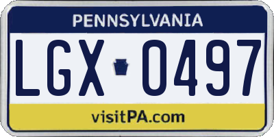 PA license plate LGX0497