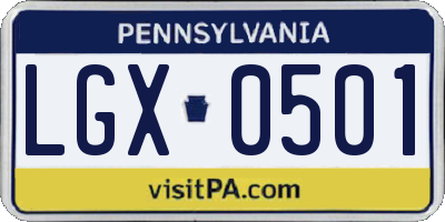 PA license plate LGX0501