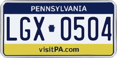 PA license plate LGX0504