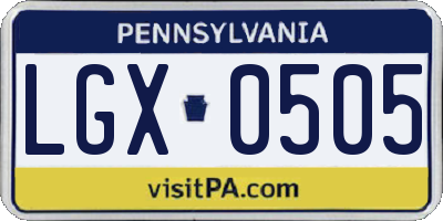 PA license plate LGX0505