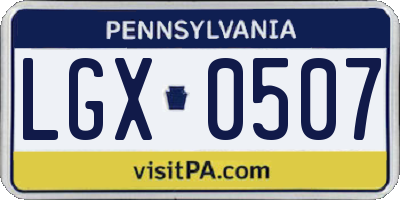 PA license plate LGX0507