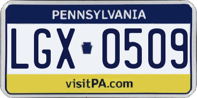 PA license plate LGX0509