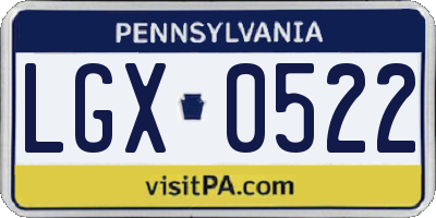 PA license plate LGX0522