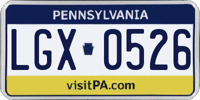 PA license plate LGX0526