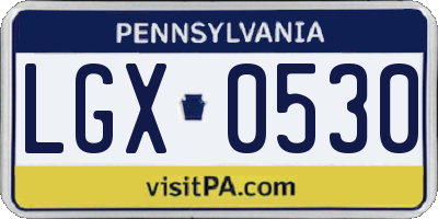 PA license plate LGX0530