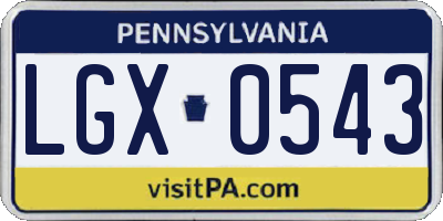 PA license plate LGX0543