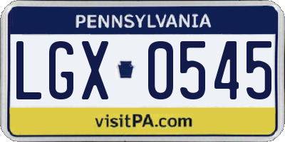 PA license plate LGX0545