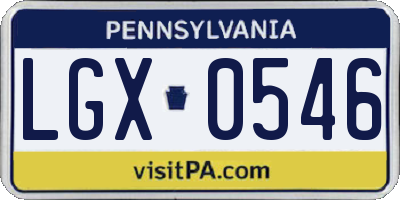 PA license plate LGX0546