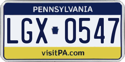 PA license plate LGX0547