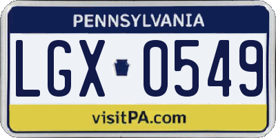 PA license plate LGX0549