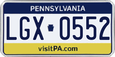 PA license plate LGX0552