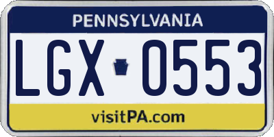 PA license plate LGX0553