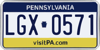 PA license plate LGX0571