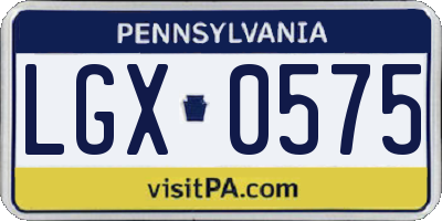 PA license plate LGX0575
