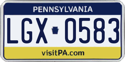PA license plate LGX0583