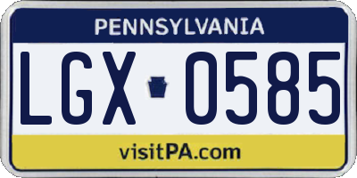 PA license plate LGX0585
