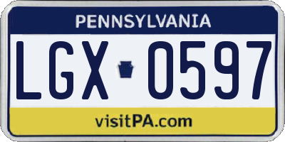 PA license plate LGX0597