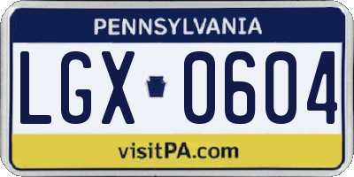 PA license plate LGX0604